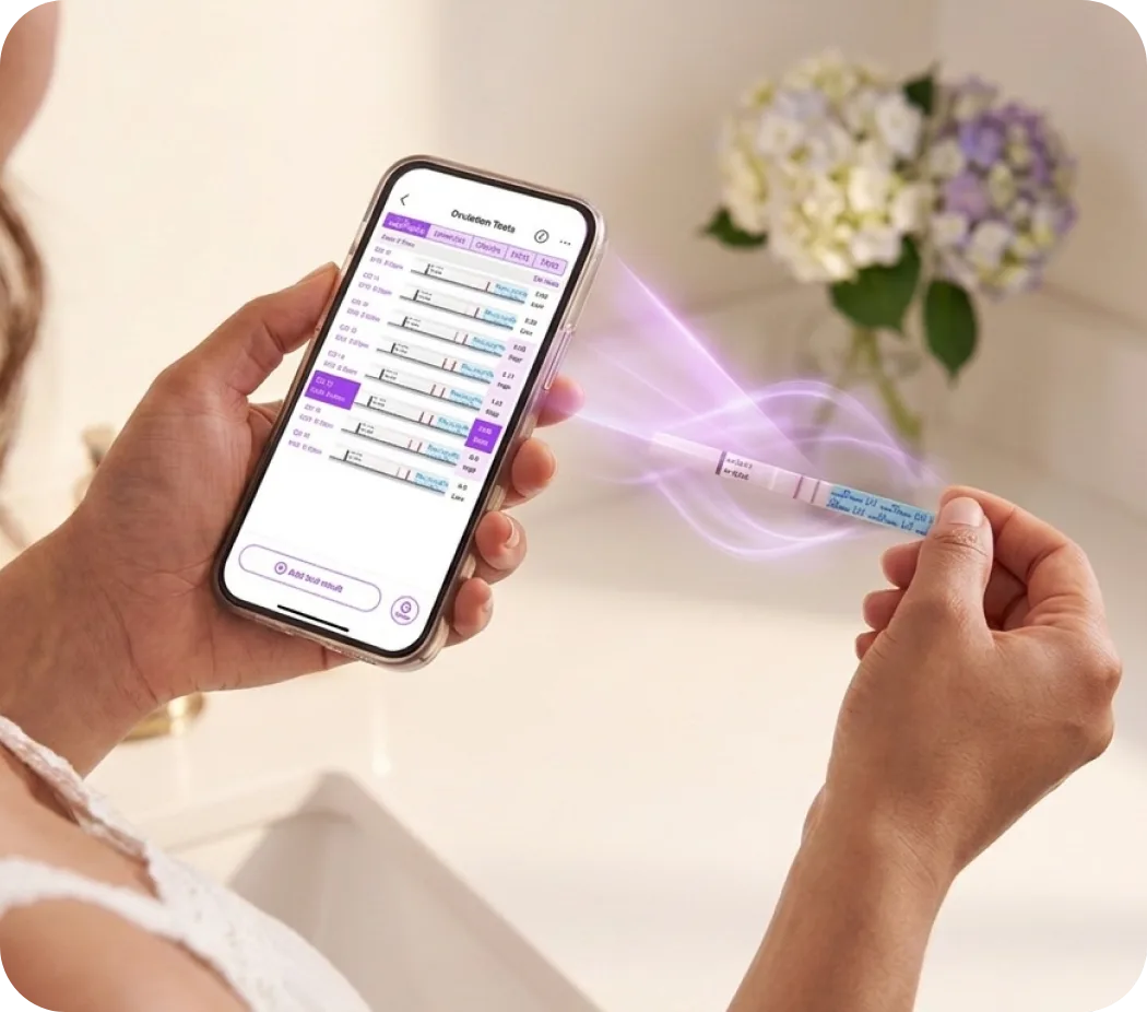 Premom app scanning an easy@Home ovulation test strip and reading its LH value