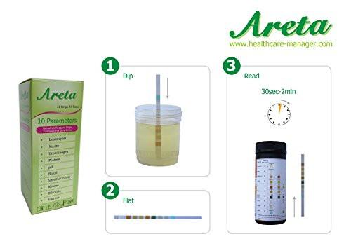 Areta 10 Parameter (10SG) Urinalysis Reagent Test Strips 50 Strips