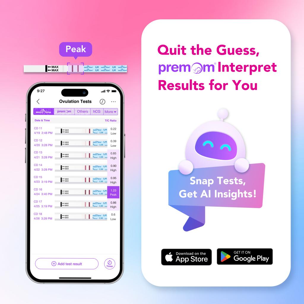 Easy@Home Ovulation and Pregnancy Test Strips: 10 LH and 5 HCG combo test kit