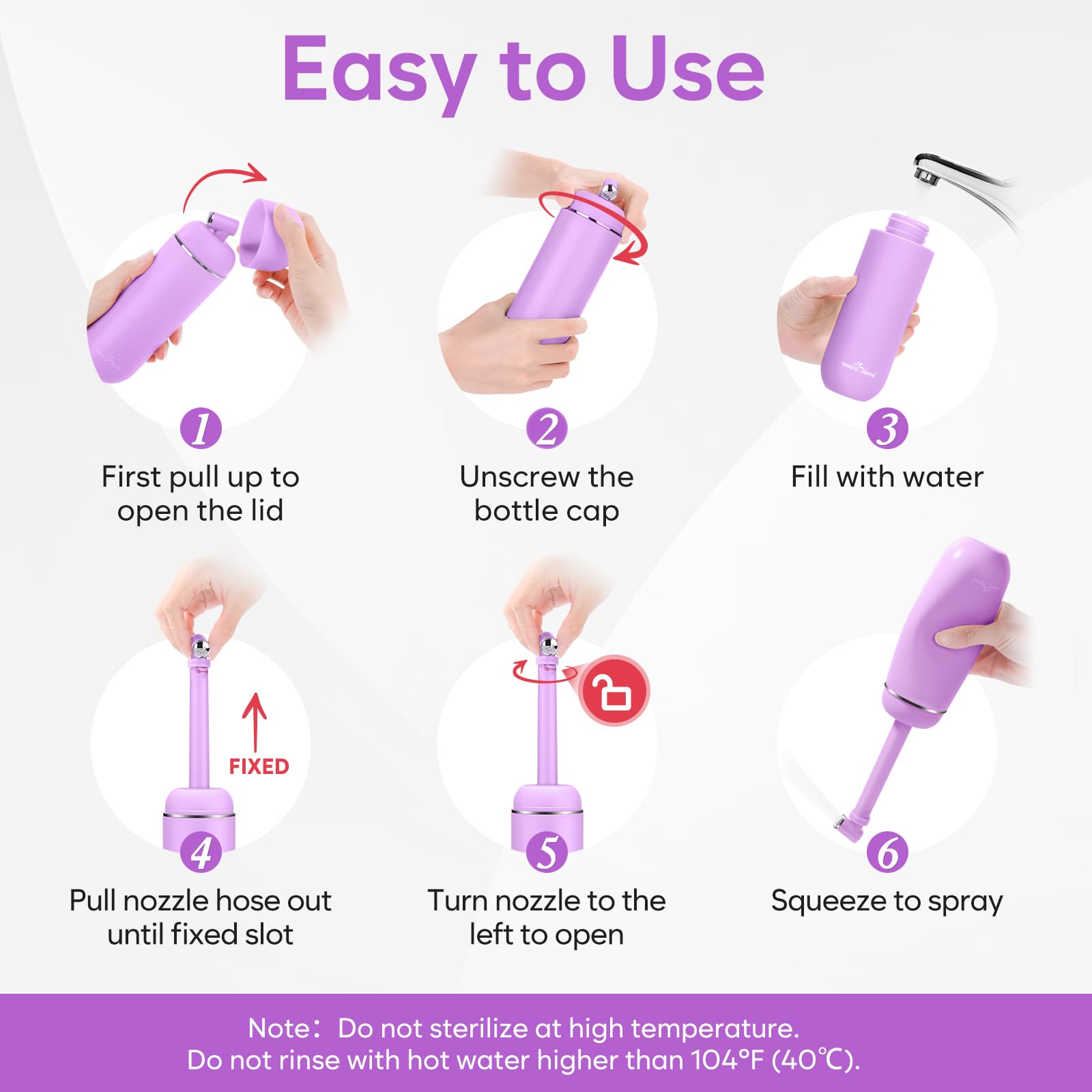Easy@Home Portable Bidet Spray-Pink