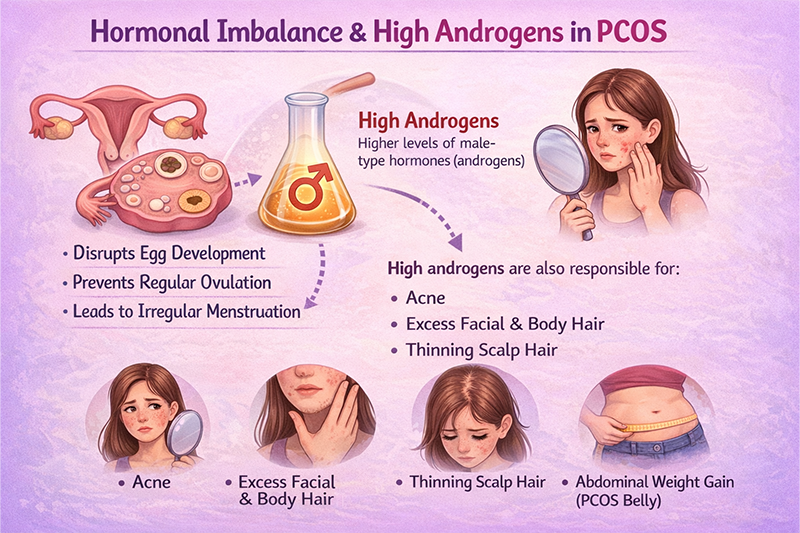  Hormonal imbalance and high androgens