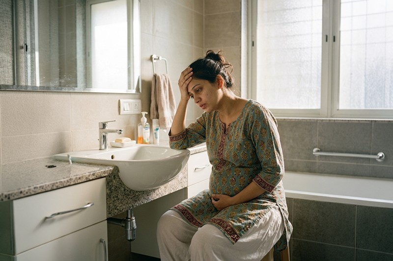 Morning sickness with a pregnant lady