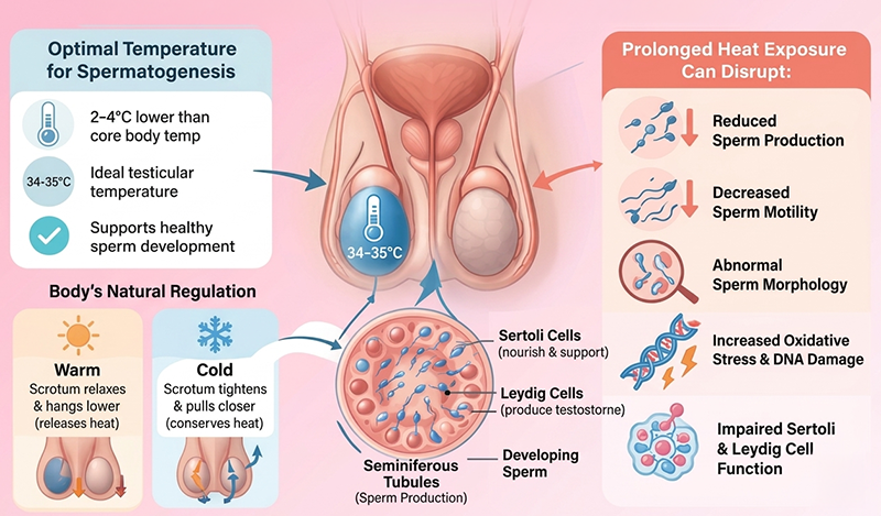 How temperature affect sperm production?