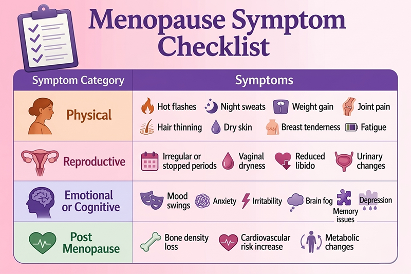 What are the symptoms of menopause